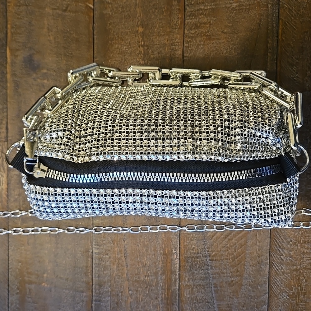 Silver Rhinestone Mesh Petite Bag - Picture 10 of 12